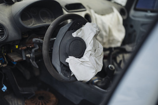 Deployed driver airbag after a car accident